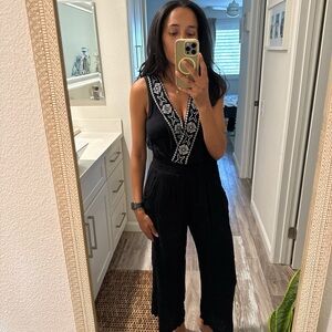 Black Embroidered Jumpsuit